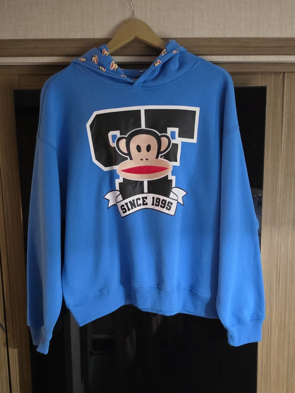 BLUE HOODED MONKEY, GRAPHIC PULLOVER SWEATSHIRT, BY PAUL FRANK